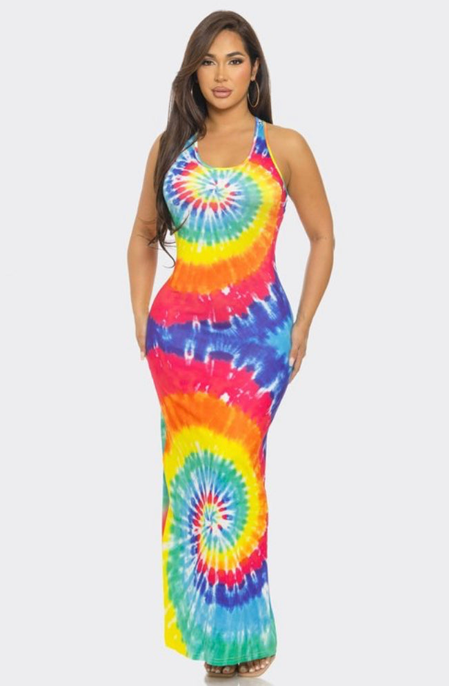 TIE DYE PRINT MAXI DRESS