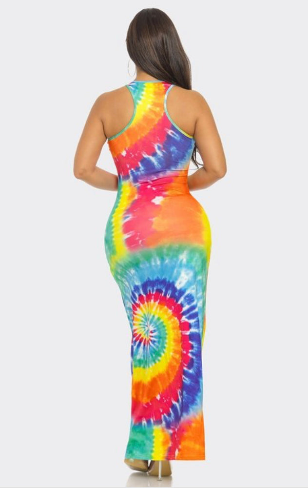 TIE DYE PRINT MAXI DRESS