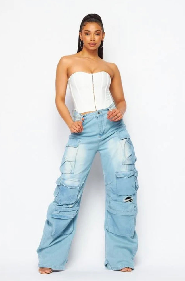 Oversized Cargo Wide Leg Jeans