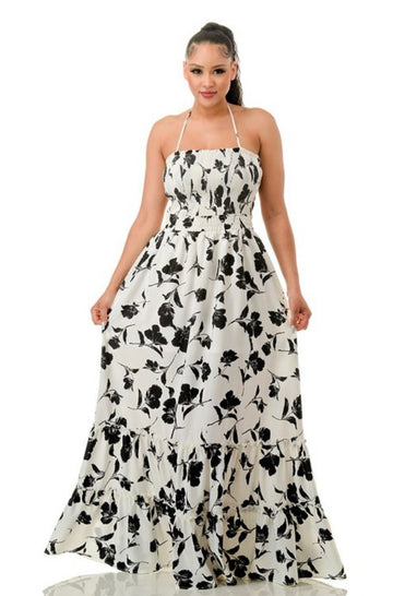 Black Flower Maxi Dress