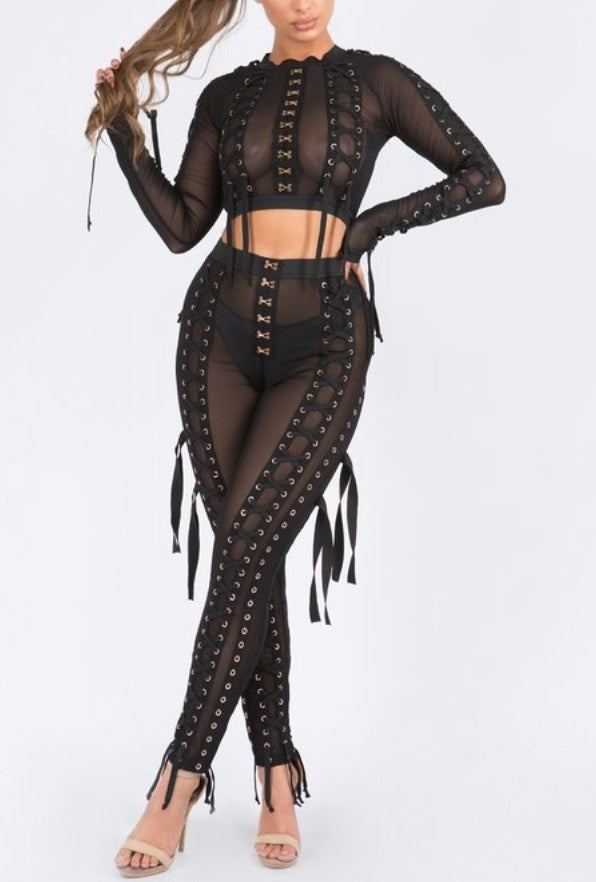 Lace Me Up Mesh Set