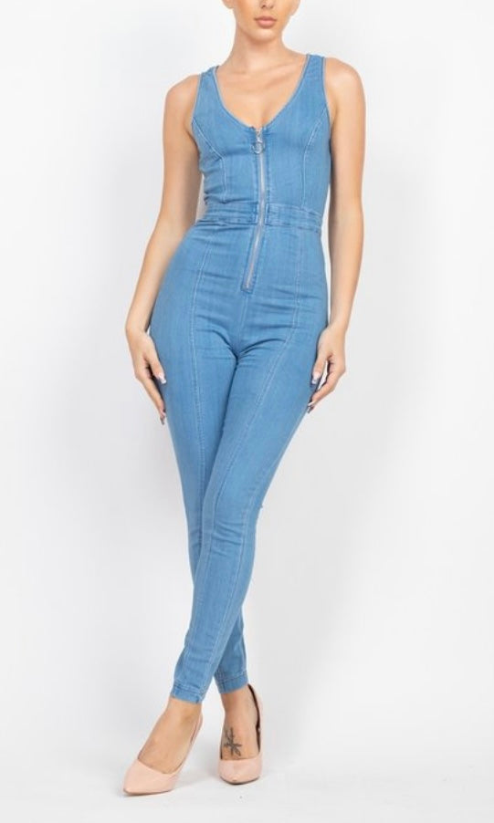 Skinny On My Denim Jumpsuit