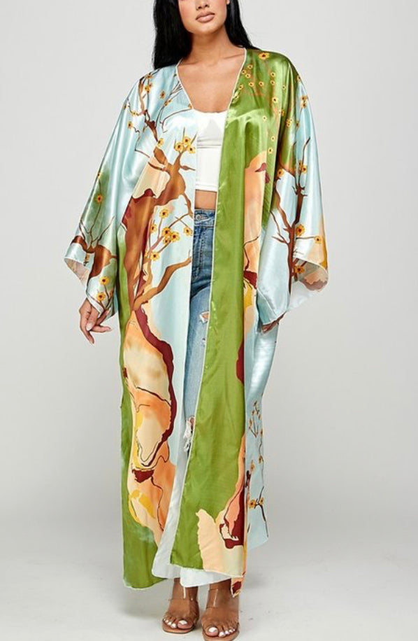 Green Multicolored Kimono