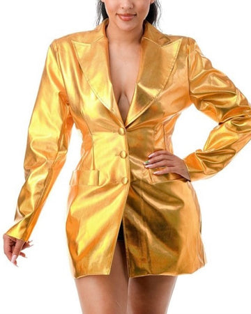 Goddess Gold Vegan Leather Blazer