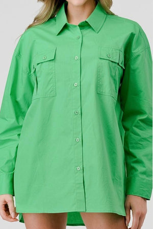 Green Oversized Button Down Shirt