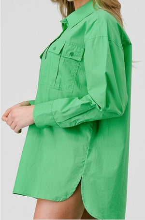 Green Oversized Button Down Shirt