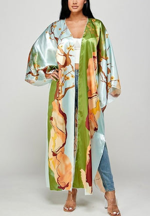 Green Multicolored Kimono