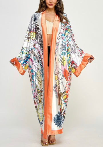 Orange Multi Print Kimono