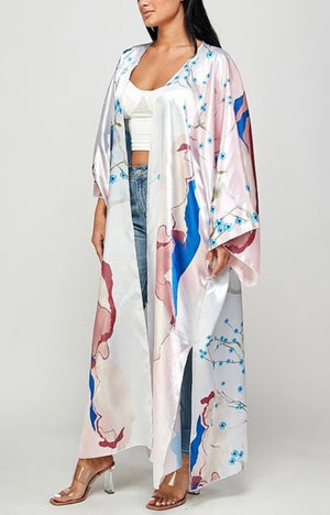 White Multicolored Kimono