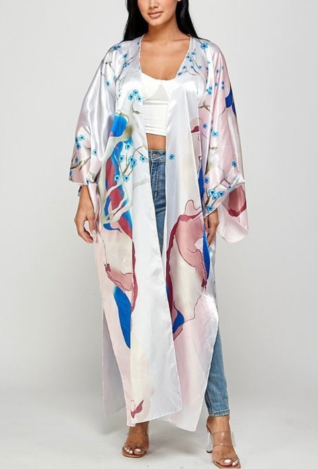White Multicolored Kimono