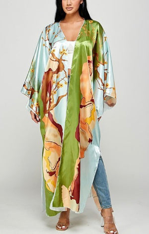 Green Multicolored Kimono