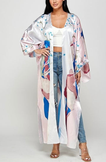 White Multicolored Kimono