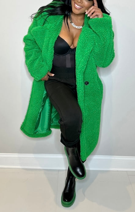 Green Teddy Fleece Coat