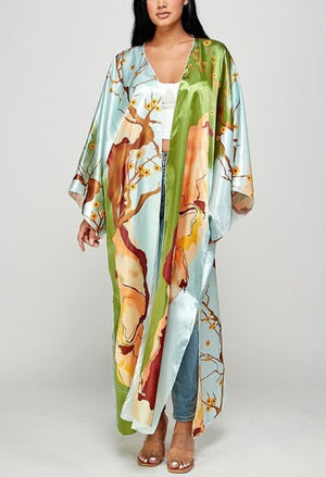 Green Multicolored Kimono