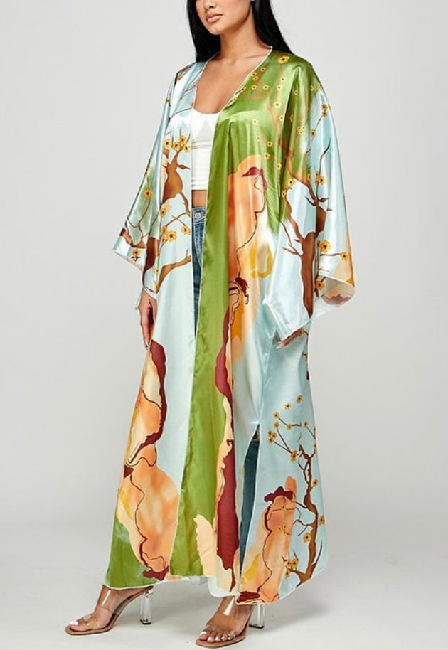 Green Multicolored Kimono